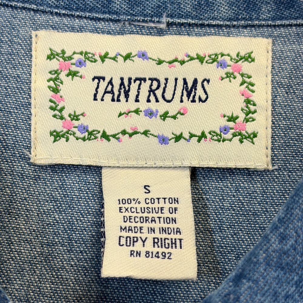 Vintage Tantrums Whimsical Beaded Denim Jacket Women Size S Ladybug Cottage Boho - Picture 3 of 8